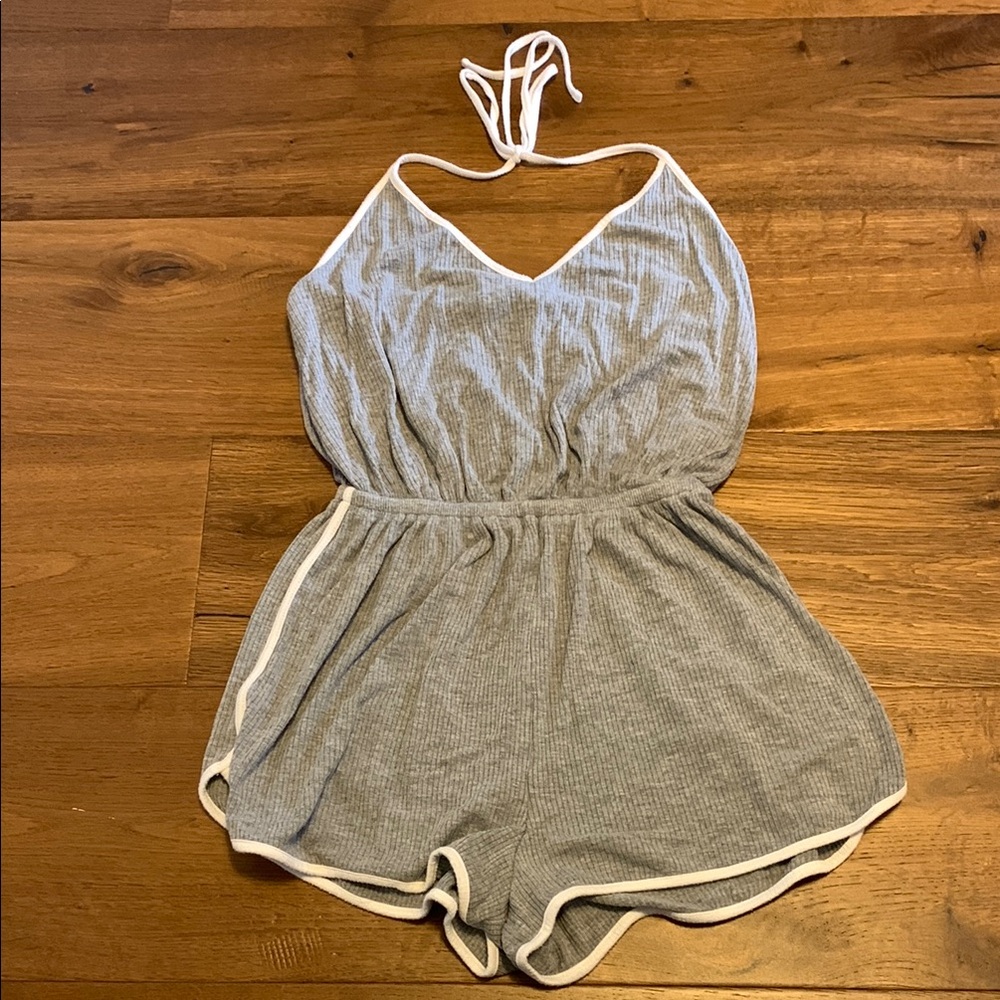 Gray Halter Neck Romper